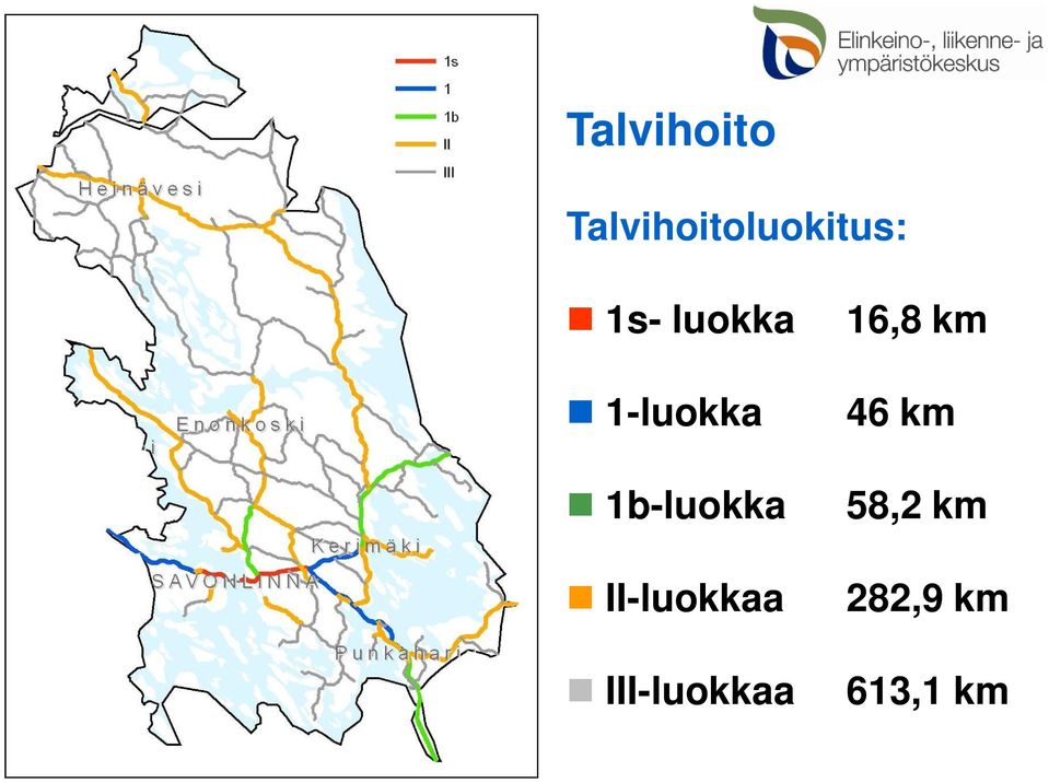 II-luokkaa III-luokkaa 16,8 km