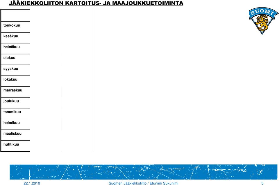 turnaus Turnaus syyskuu lokakuu marraskuu joulukuu Alue Pohjola 1000 pelaajaa Alue jääleiri Alue Pohjola 600 pelaajaa Alue jääleiri 3 x Ger ottelut 2 joukkuetta 2 x SWE ottelut + 2 x 4 maan turn.