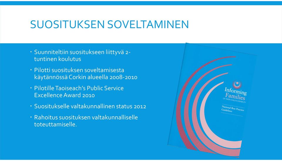 2010 Pilotille Taoiseach s Public Service Excellence Award 2010 Suositukselle