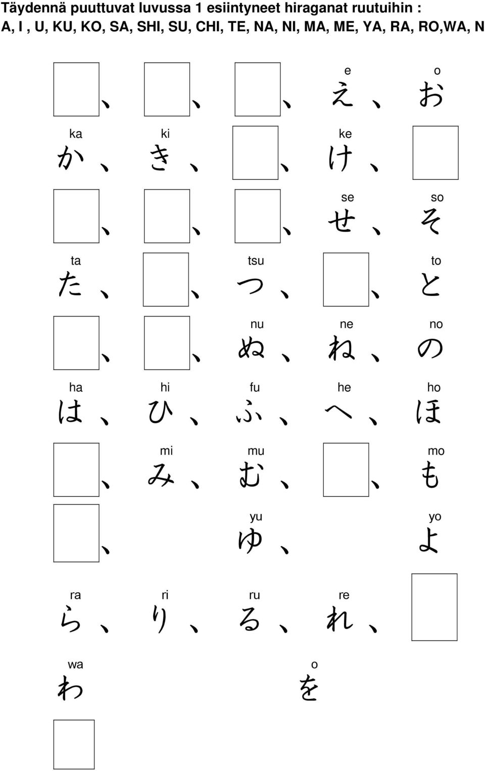 し shi ち chi に ni く ku す su つ tsu ぬ nu け ke せ se て te ね ne こ ko そ so と to の no は ha ひ hi ふ