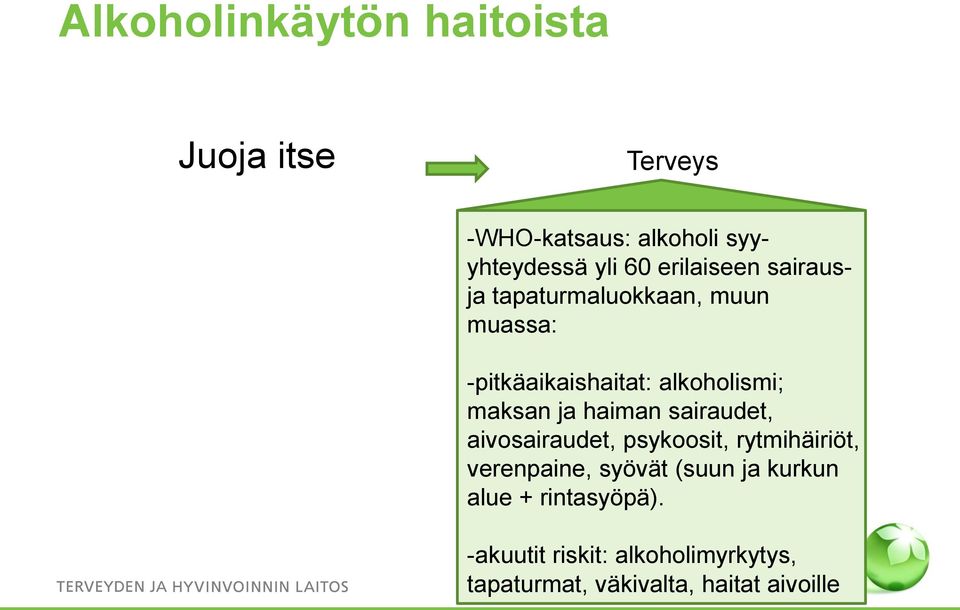 ja haiman sairaudet, aivosairaudet, psykoosit, rytmihäiriöt, verenpaine, syövät (suun ja
