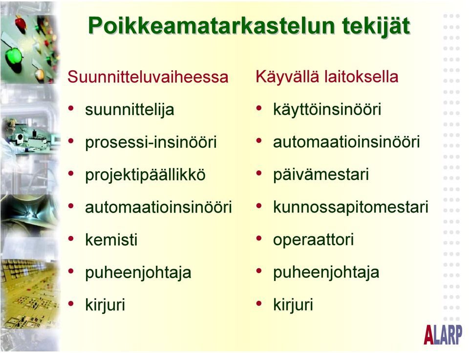 puheenjohtaja kirjuri Käyvällä laitoksella käyttöinsinööri