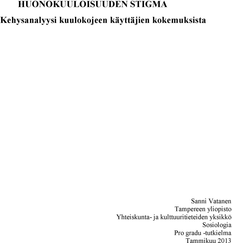 Tampereen yliopisto Yhteiskunta- ja