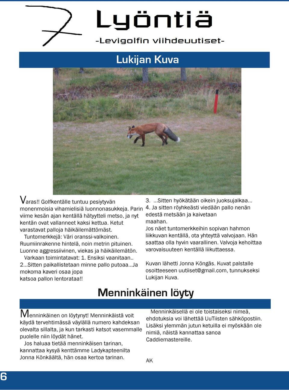 Ketut Jos näet tuntomerkkeihin sopivan hahmon varastavat palloja häikäilemättömäst. liikkuvan kentällä, ota yhteyttä valvojaan. Hän Tuntomerkkejä: Väri oranssi-valkoinen.