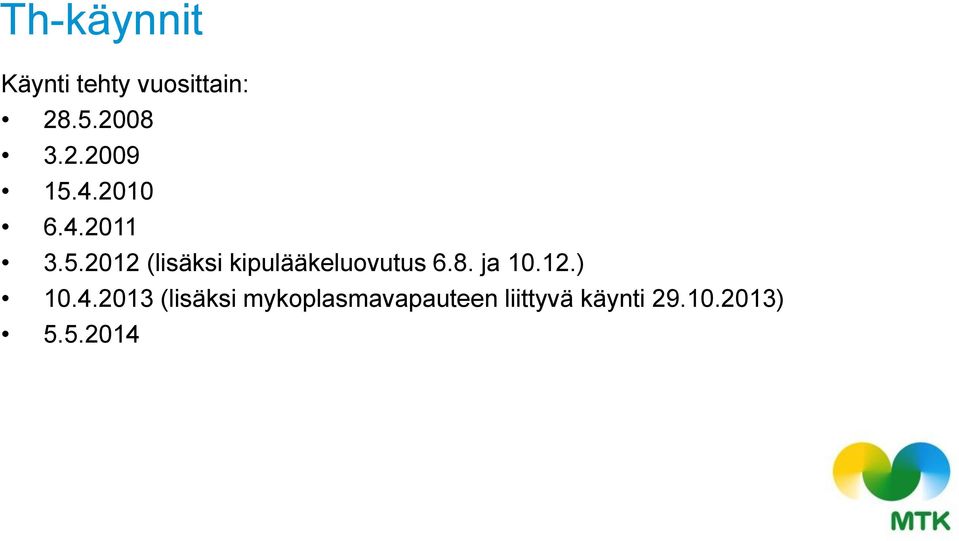 2012 (lisäksi kipulääkeluovutus 6.8. ja 10.12.) 10.