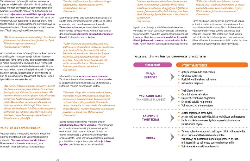 Ammatillisen työn tarve on vähentynyt, kun työntekijöillä on ollut jotain, mitä tarjota perheille, joiden haasteena on yksinäisyys ja tarpeena ihmisen kohtaaminen ja kuulluksi tuleminen.
