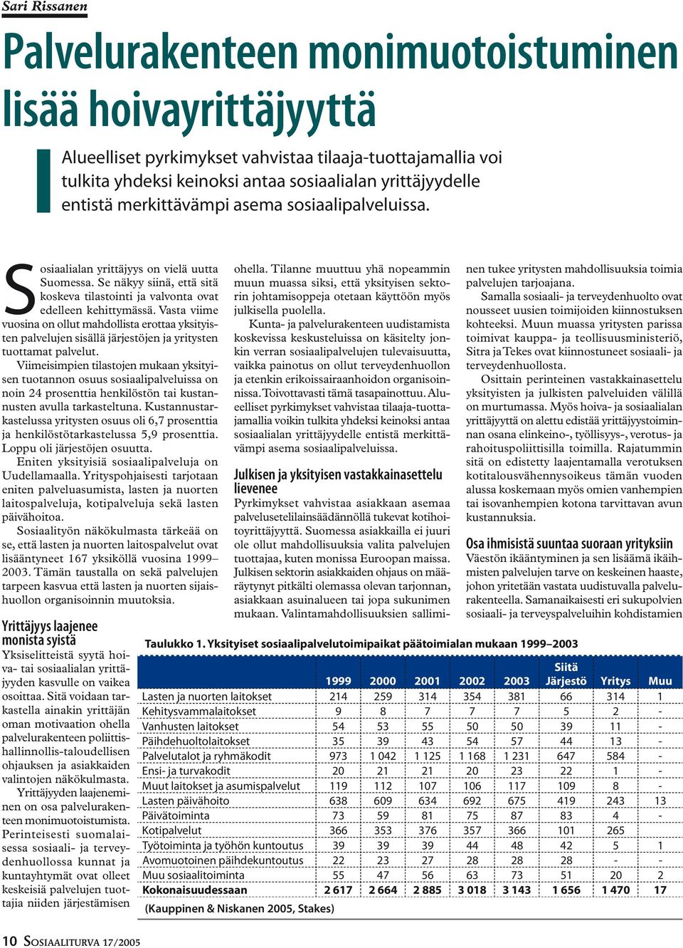 Vasta viime vuosina on ollut mahdollista erottaa yksityisten palvelujen sisällä järjestöjen ja yritysten tuottamat palvelut.
