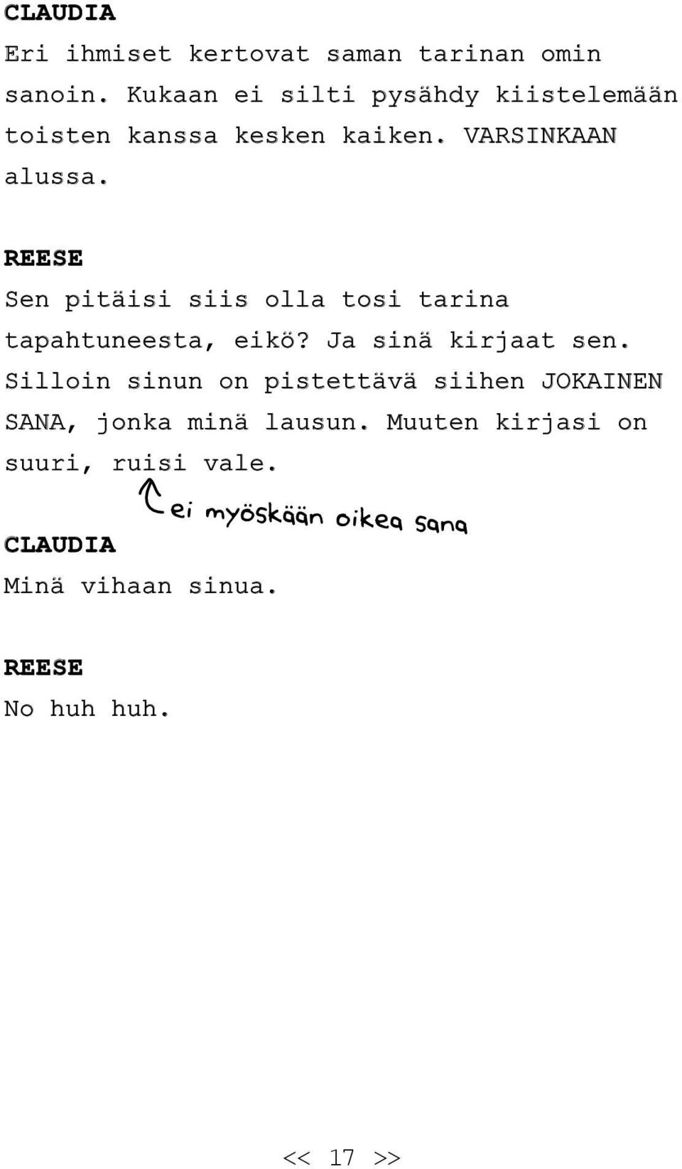 Claudia musta suku puoli kohtaus