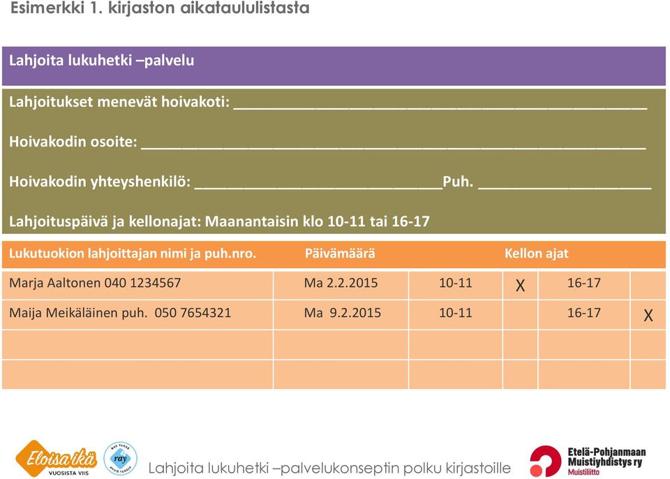 osoite: Hoivakodin yhteyshenkilö: Puh.