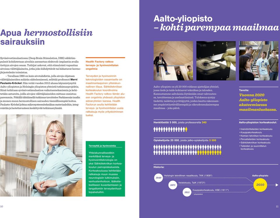 Tavallaan DBS on kuin aivotahdistin, jolla aivoja ohjataan välittäjäaineiden määrän säätelemisessä, selittää professori Mervi Paulasto-Kröckel.