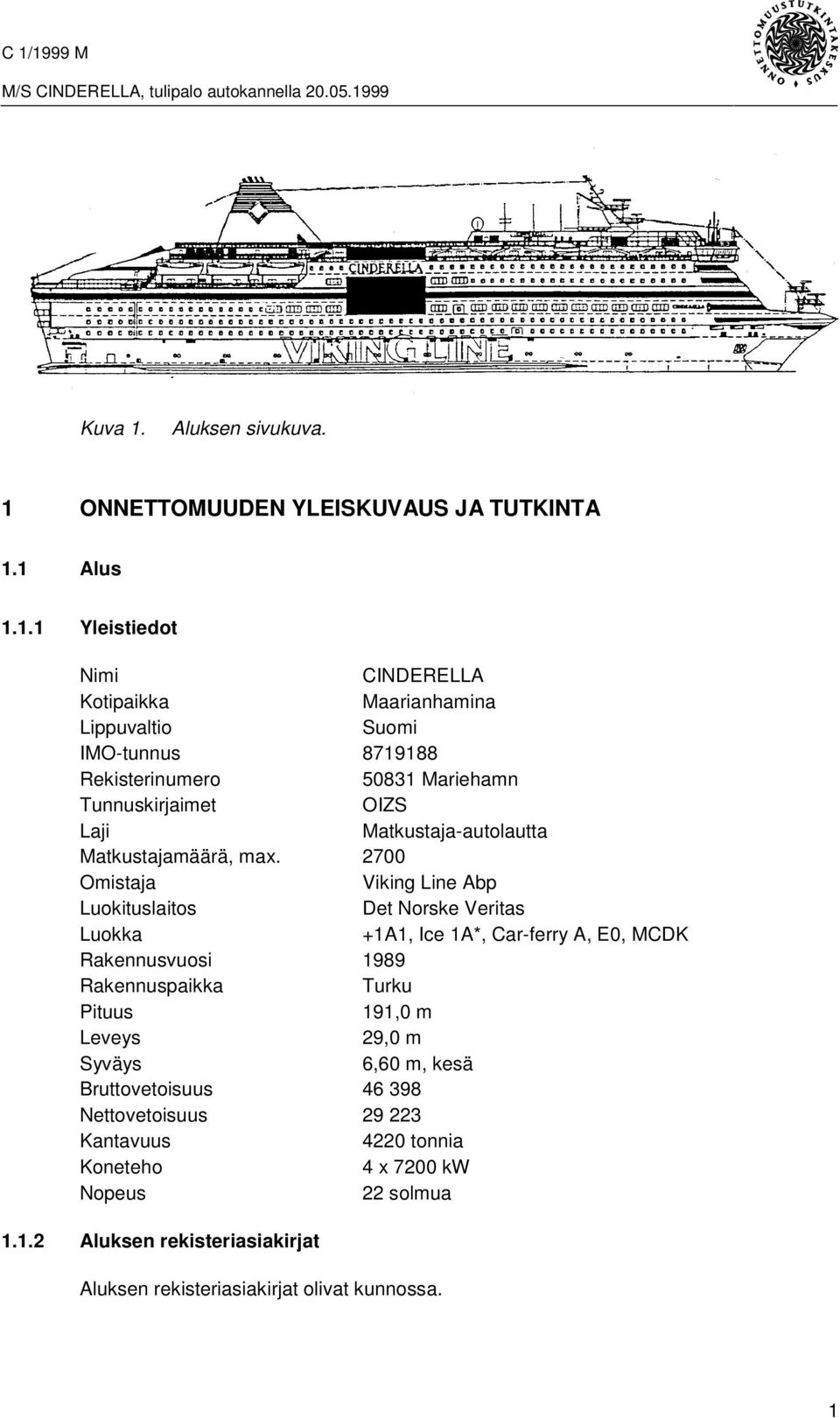 ONNETTOMUUDEN YLEISKUVAUS JA TUTKINTA 1.
