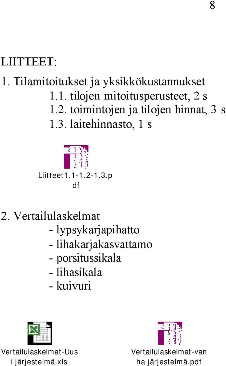 Vertailulaskelmat - lypsykarjapihatto - lihakarjakasvattamo - porsitussikala - lihasikala