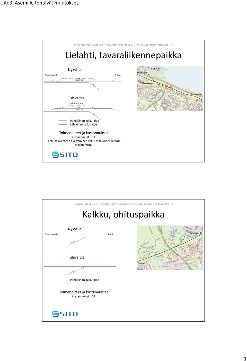 Lielahteen Tuleva tila Laiturivaraus Pendolinon kulkuraide Lähijunan kulkuraide Toimenpiteet ja kustannukset 0 Lähijunaliikenteen