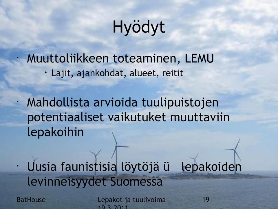 tuulipuistojen potentiaaliset vaikutuket muuttaviin