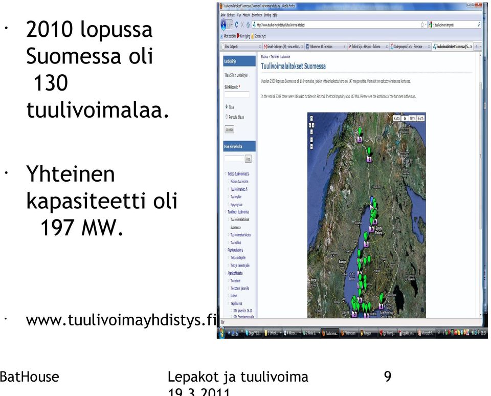 Yhteinen kapasiteetti oli 197