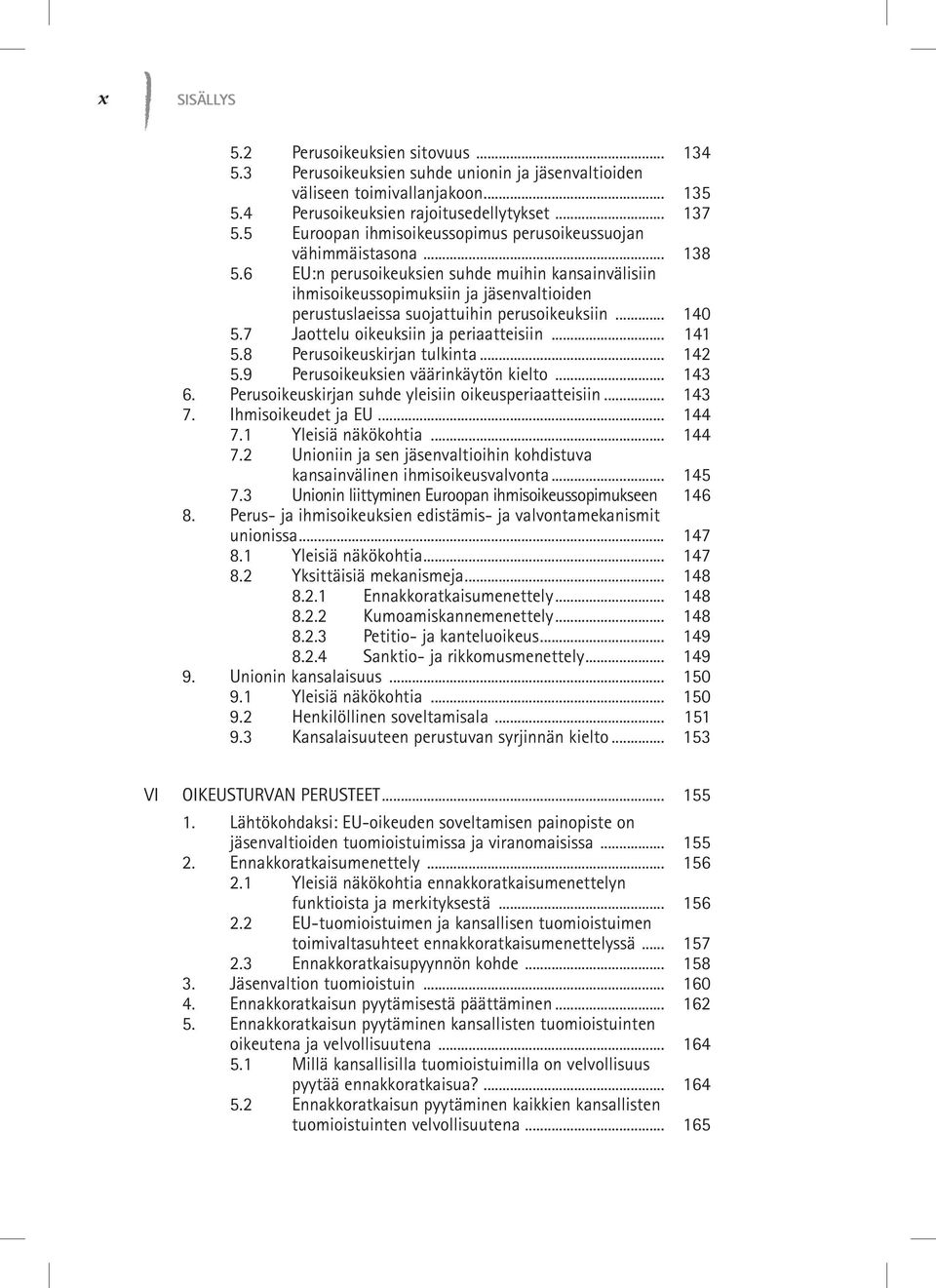 6 EU:n perusoikeuksien suhde muihin kansainvälisiin ihmisoikeussopimuksiin ja jäsenvaltioiden perustuslaeissa suojattuihin perusoikeuksiin... 140 5.7 Jaottelu oikeuksiin ja periaatteisiin... 141 5.