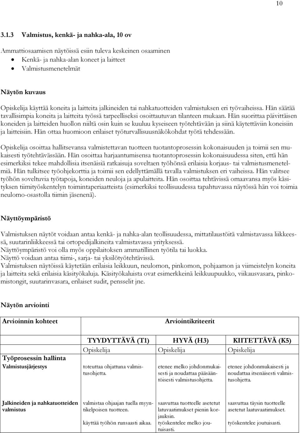 Hän suorittaa päivittäisen koneiden ja laitteiden huollon niiltä osin kuin se kuuluu kyseiseen työtehtävään ja siinä käytettäviin koneisiin ja laitteisiin.