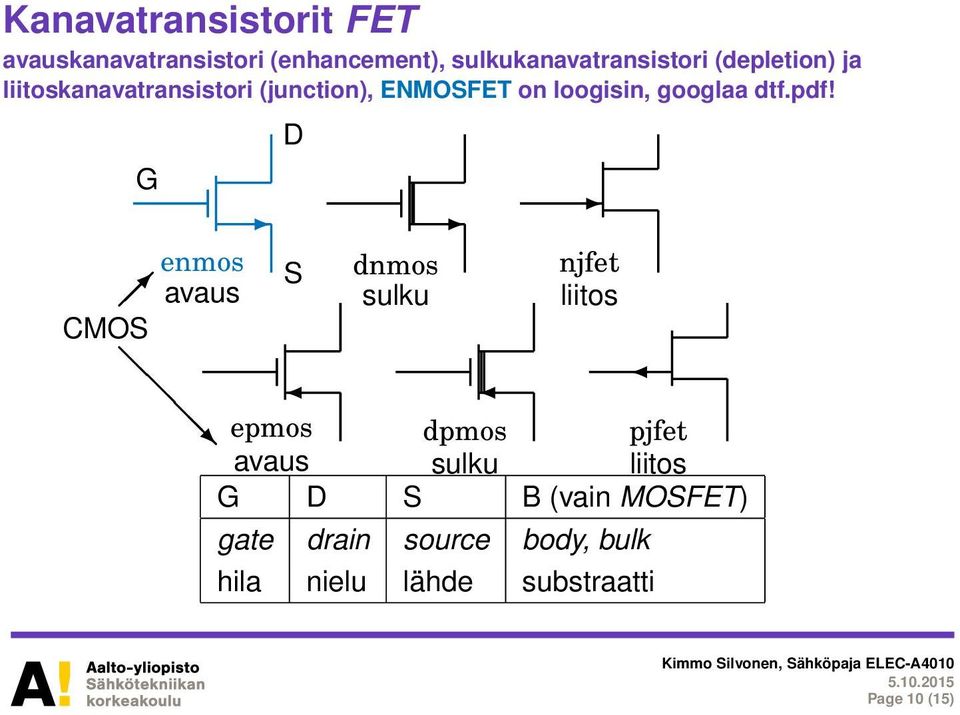 pdf! G D enmos S avaus CMOS epmos avaus dnmos sulku njfet liitos dpmos sulku pjfet