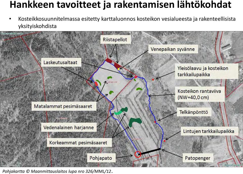 kosteikon vesialueesta ja rakenteellisista