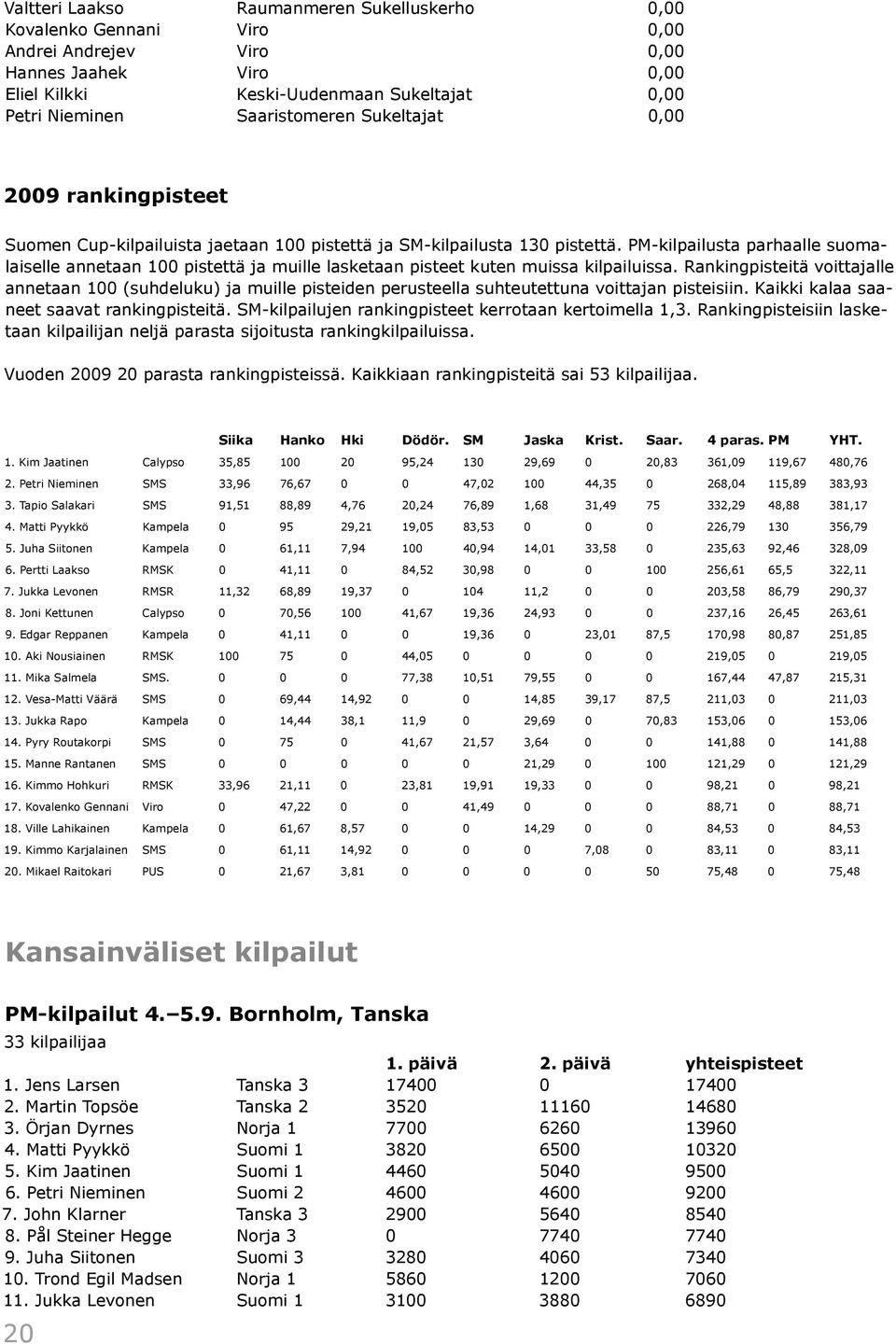PM-kilpailusta parhaalle suomalaiselle annetaan 100 pistettä ja muille lasketaan pisteet kuten muissa kilpailuissa.