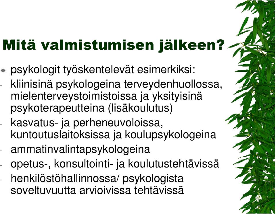 mielenterveystoimistoissa ja yksityisinä psykoterapeutteina (lisäkoulutus) - kasvatus- ja