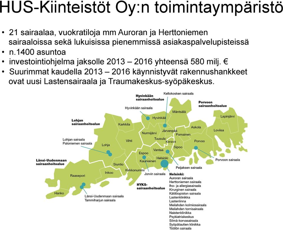 1400 asuntoa investointiohjelma jaksolle 2013 2016 yhteensä 580 milj.