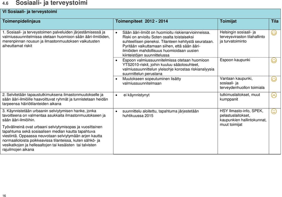 Selvitetään tapaustutkimuksena ilmastonmuutokselle ja sään ääri-ilmiöille haavoittuvat ryhmät ja tunnistetaan heidän tarpeensa häiriötilanteiden aikana 3.