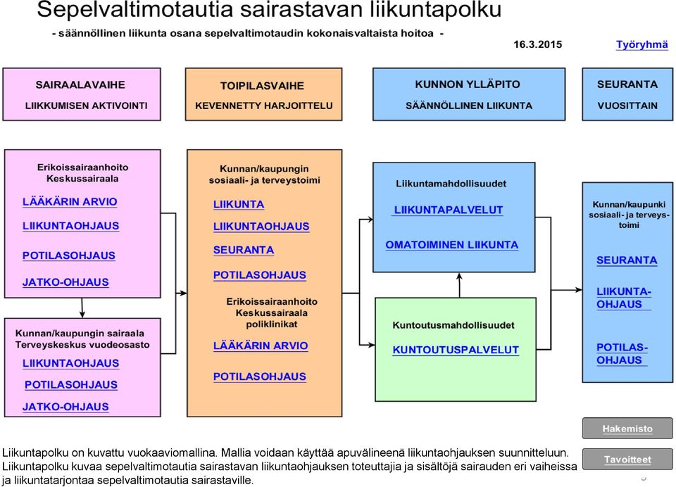 Liikuntapolku kuvaa sepelvaltimotautia sairastavan liikuntaohjauksen