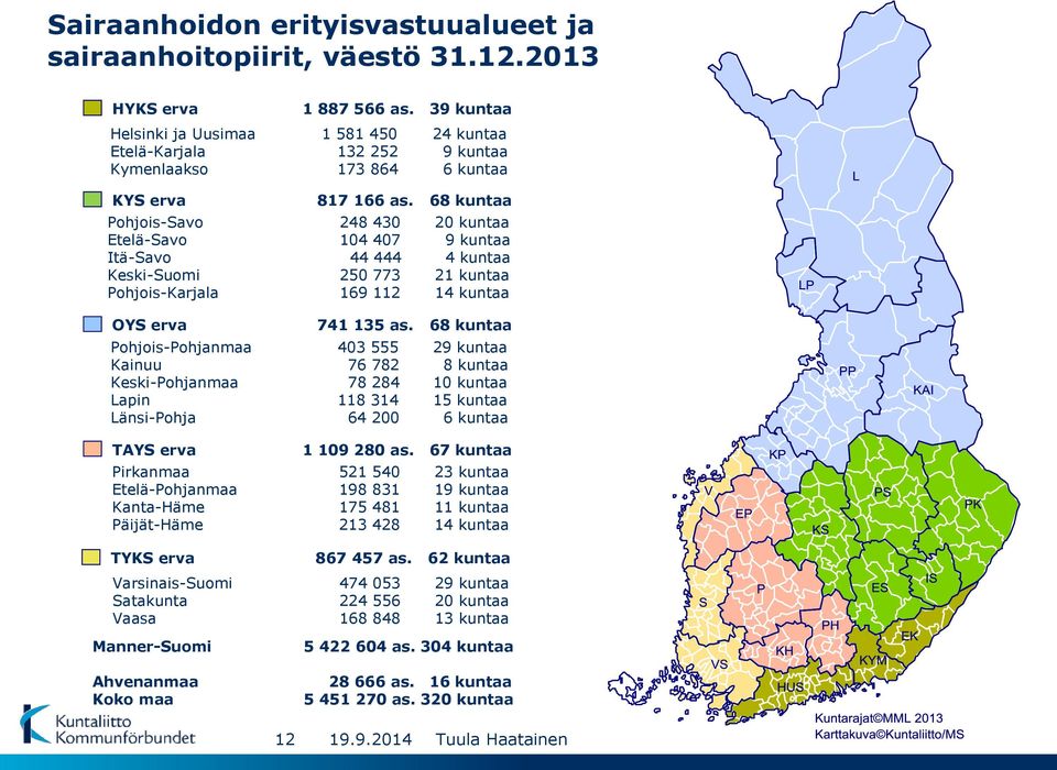 68 kuntaa Pohjois-Savo 248 430 20 kuntaa Etelä-Savo 104 407 9 kuntaa Itä-Savo 44 444 4 kuntaa Keski-Suomi 250 773 21 kuntaa Pohjois-Karjala 169 112 14 kuntaa OYS erva 741 135 as.