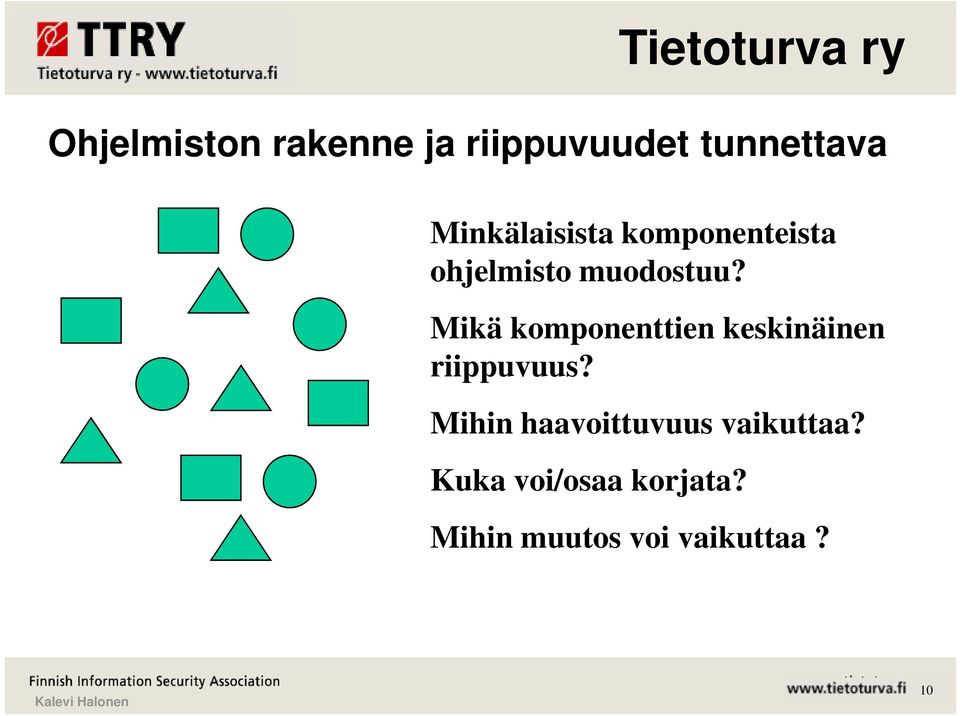 Mikä komponenttien keskinäinen riippuvuus?