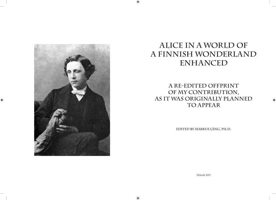 Contribution, as It Was Originally Planned