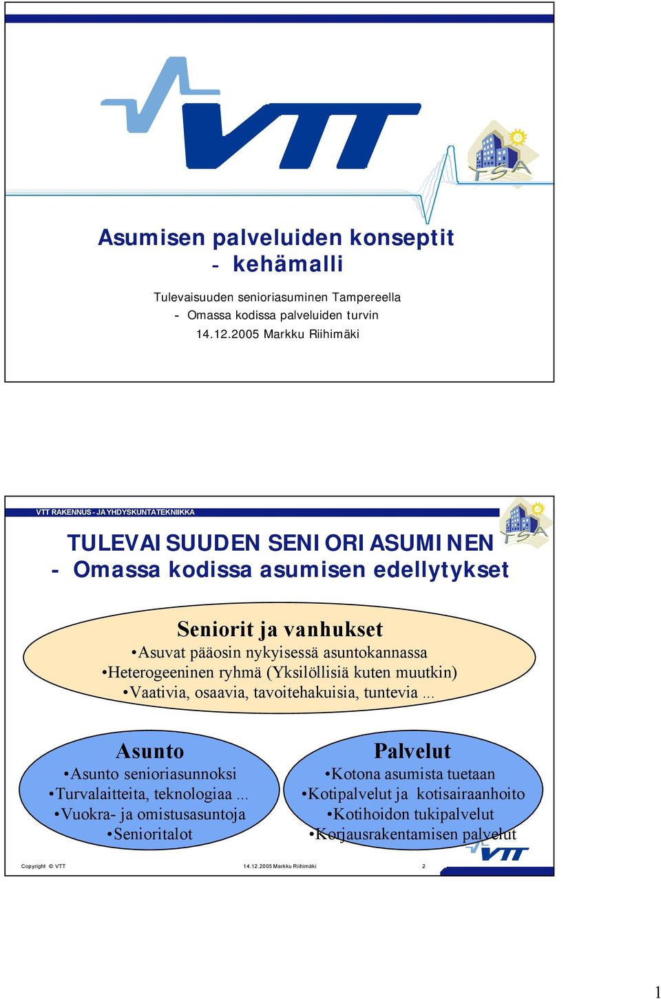 Heterogeeninen ryhmä (Yksilöllisiä kuten muutkin) Vaativia, osaavia, tavoitehakuisia, tuntevia... senioriasunnoksi Turvalaitteita, teknologiaa.