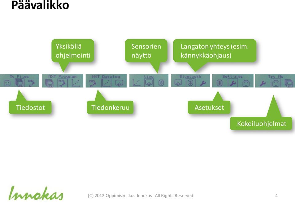 kännykkäohjaus) Tiedostot Tiedonkeruu Asetukset