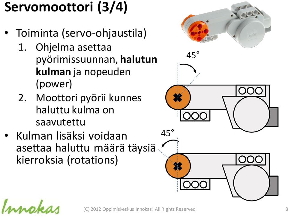 Moottori pyörii kunnes haluttu kulma on saavutettu Kulman lisäksi voidaan