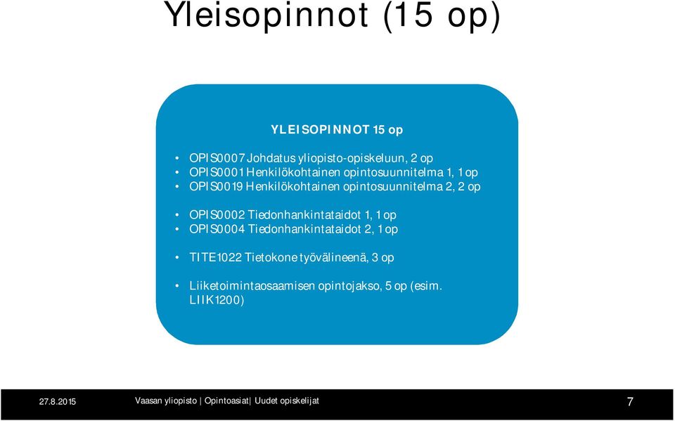 OPIS0002 Tiedonhankintataidot 1, 1 op OPIS0004 Tiedonhankintataidot 2, 1 op TITE1022 Tietokone