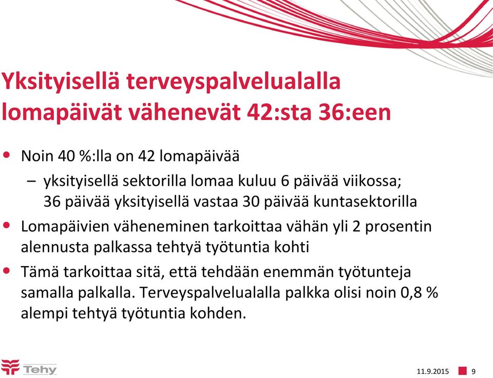 väheneminen tarkoittaa vähän yli 2 prosentin alennusta palkassa tehtyä työtuntia kohti Tämä tarkoittaa sitä, että