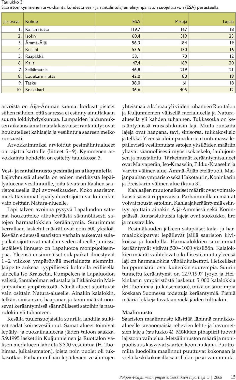 Roskakari 36,6 405 12 arvoista on Äijä-Ämmän saamat korkeat pisteet siihen nähden, että saaressa ei esiinny ainuttakaan suurta lokkiyhdyskuntaa.
