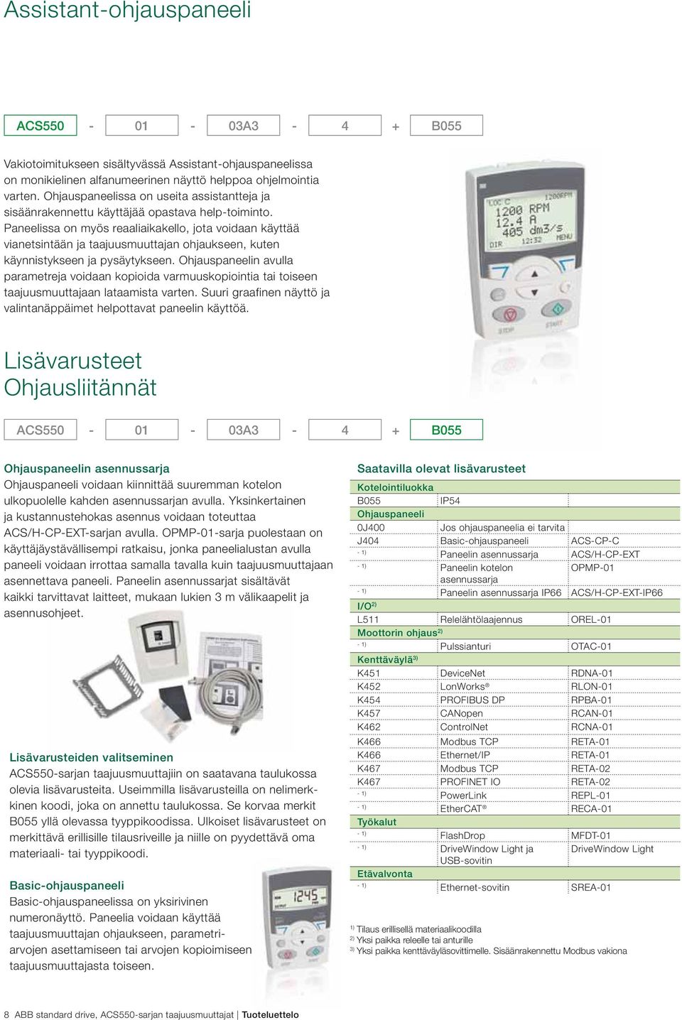 Paneelissa on myös reaaliaikakello, jota voidaan käyttää vianetsintään ja taajuusmuuttajan ohjaukseen, kuten käynnistykseen ja pysäytykseen.