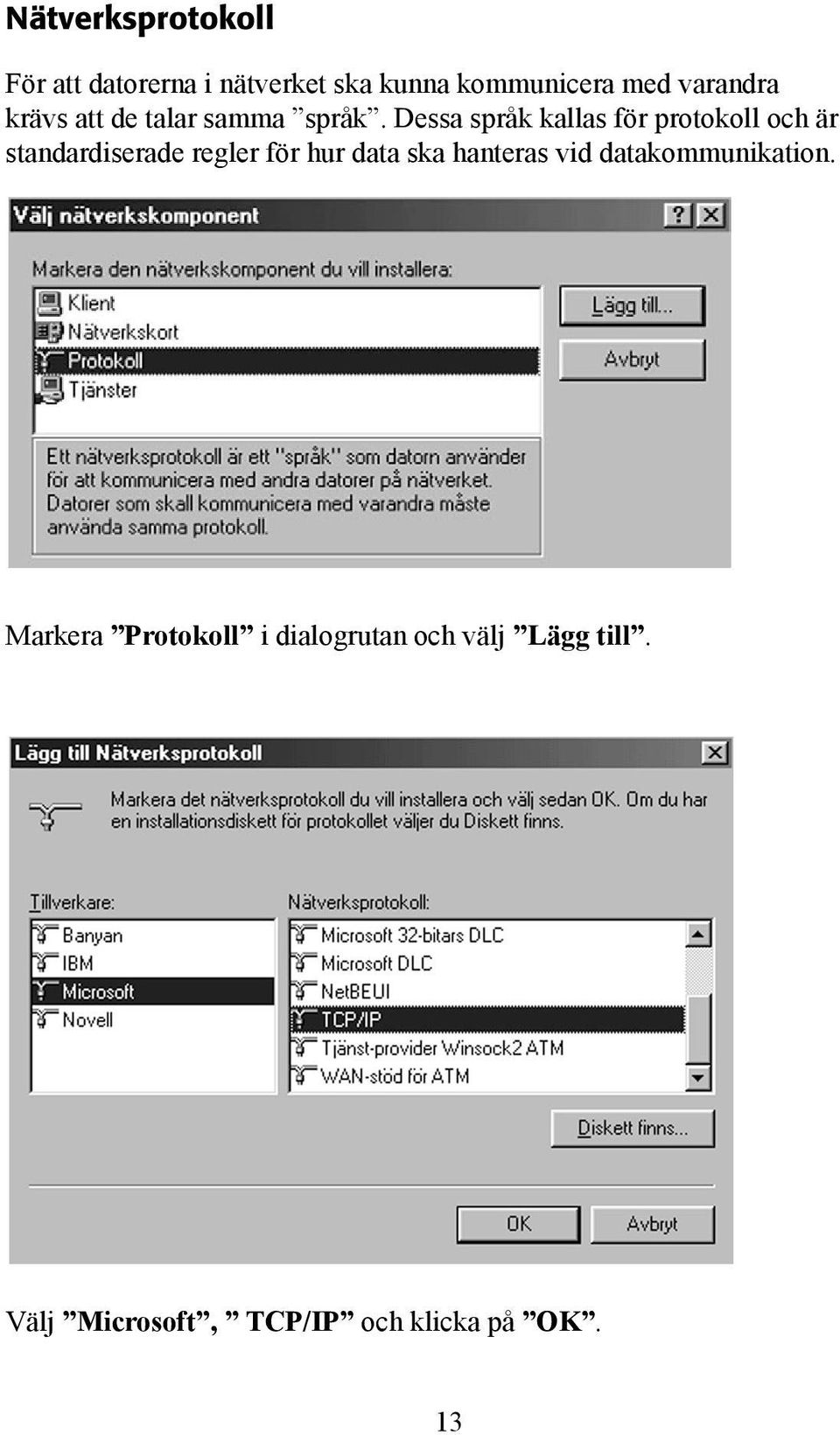 Dessa språk kallas för protokoll och är standardiserade regler för hur data ska