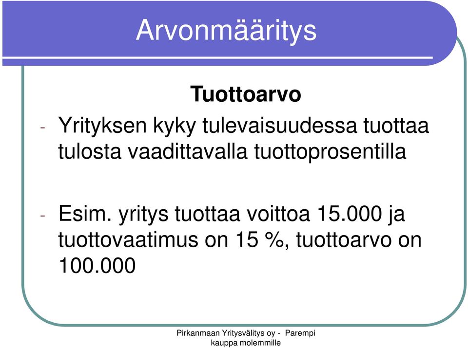 tuottoprosentilla - Esim.