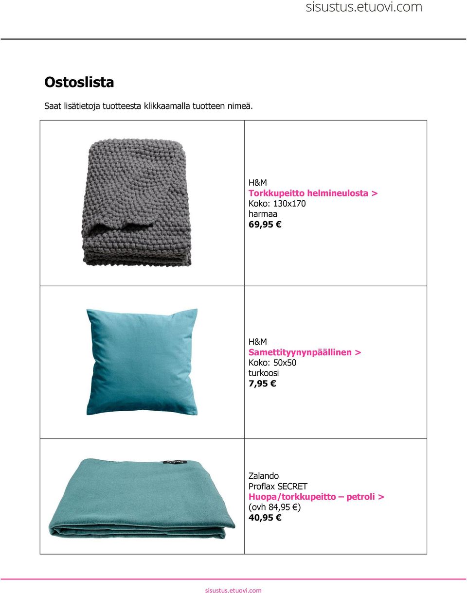 H&M Torkkupeitto helmineulosta > Koko: 130x170 harmaa 69,95 H&M