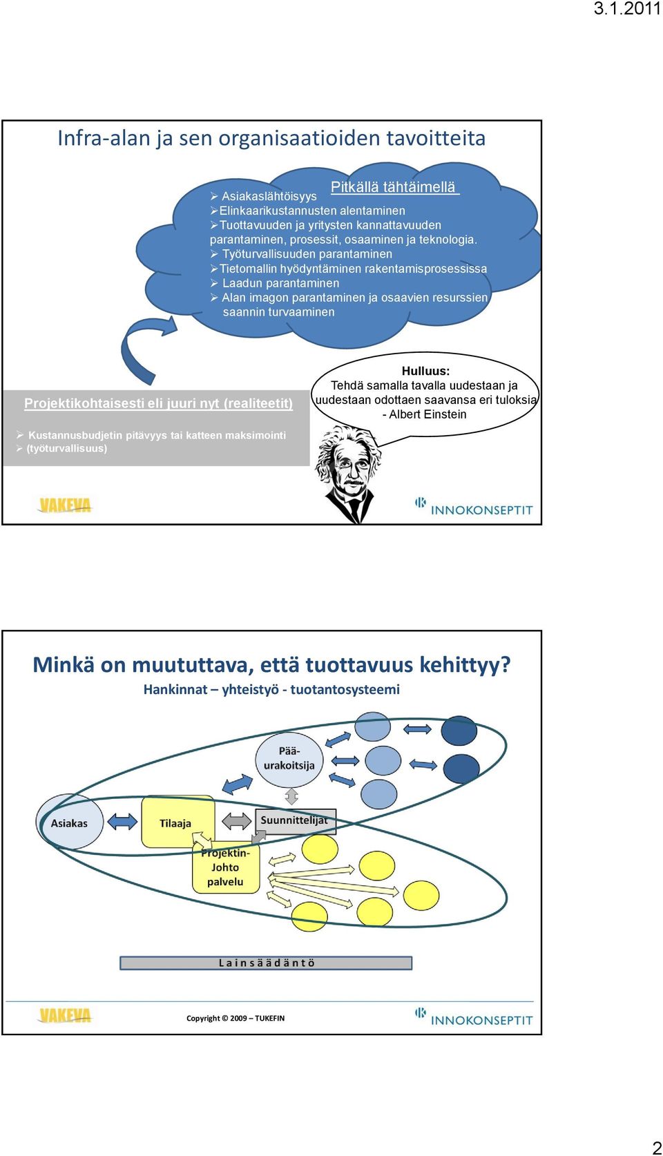 Työturvallisuuden parantaminen Tietomallin hyödyntäminen rakentamisprosessissa Laadun parantaminen Alan imagon parantaminen ja osaavien resurssien saannin turvaaminen