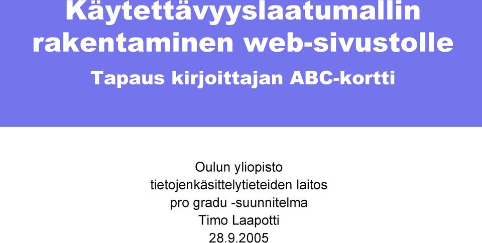 ABC-kortti Oulun yliopisto