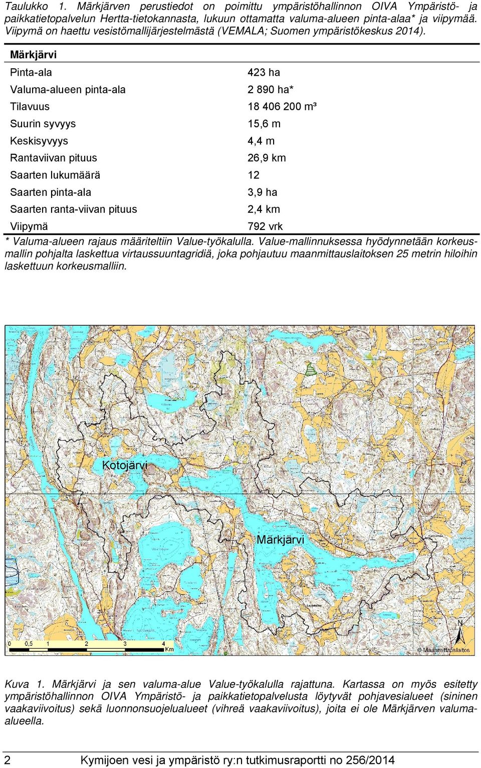 Märkjärvi Pinta-ala 423 ha Valuma-alueen pinta-ala 2 890 ha* Tilavuus 18 406 200 m³ Suurin syvyys 15,6 m Keskisyvyys 4,4 m Rantaviivan pituus 26,9 km Saarten lukumäärä 12 Saarten pinta-ala 3,9 ha