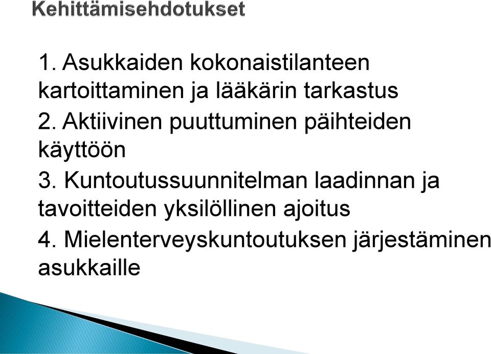 Kuntoutussuunnitelman laadinnan ja tavoitteiden