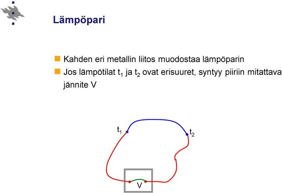 lämpötilat t 1 ja t 2 ovat