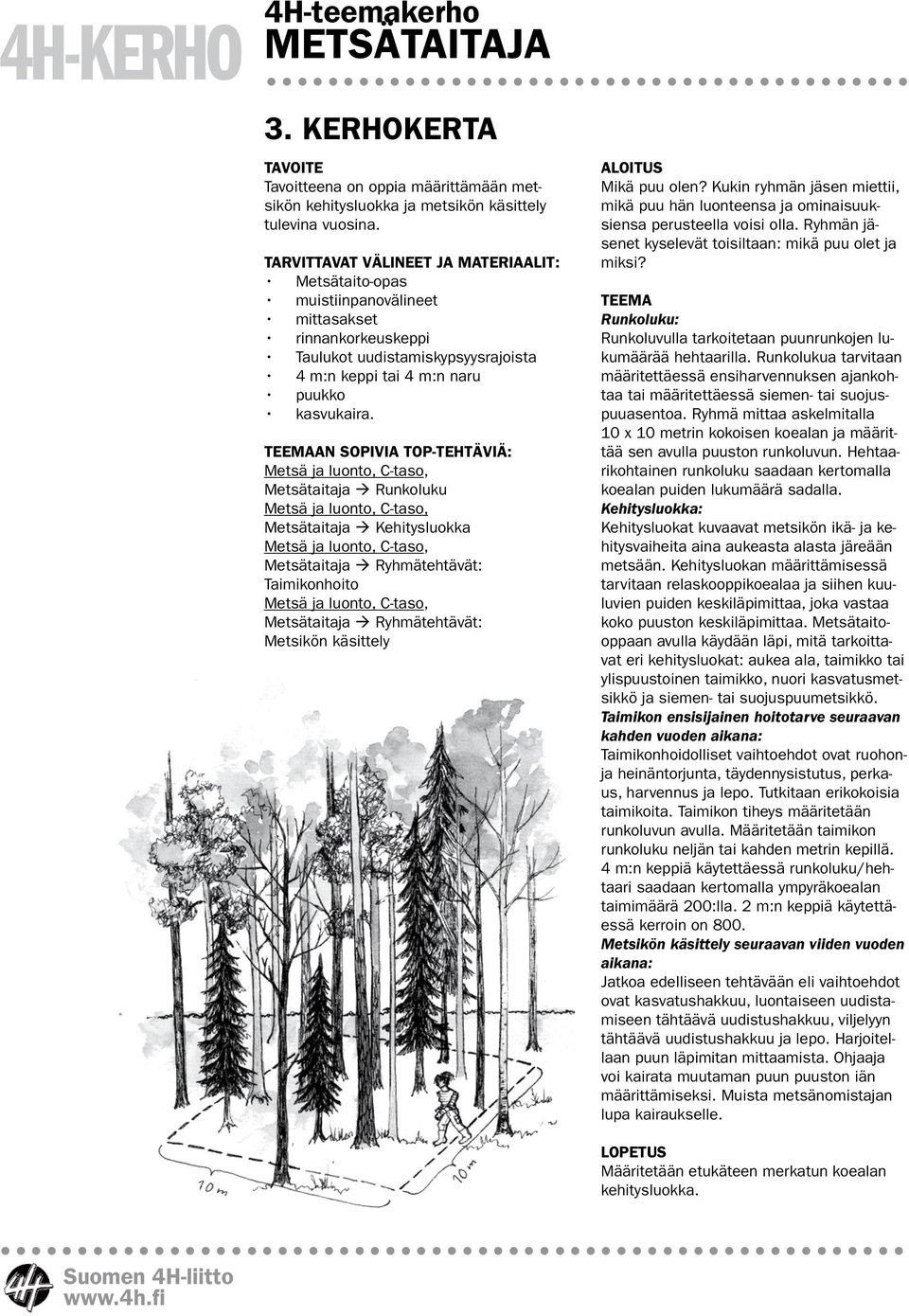 TEEMAAN SOPIVIA TOP-TEHTÄVIÄ: Metsätaitaja Runkoluku Metsätaitaja Kehitysluokka Metsätaitaja Ryhmätehtävät: Taimikonhoito Metsätaitaja Ryhmätehtävät: Metsikön käsittely ALOITUS Mikä puu olen?