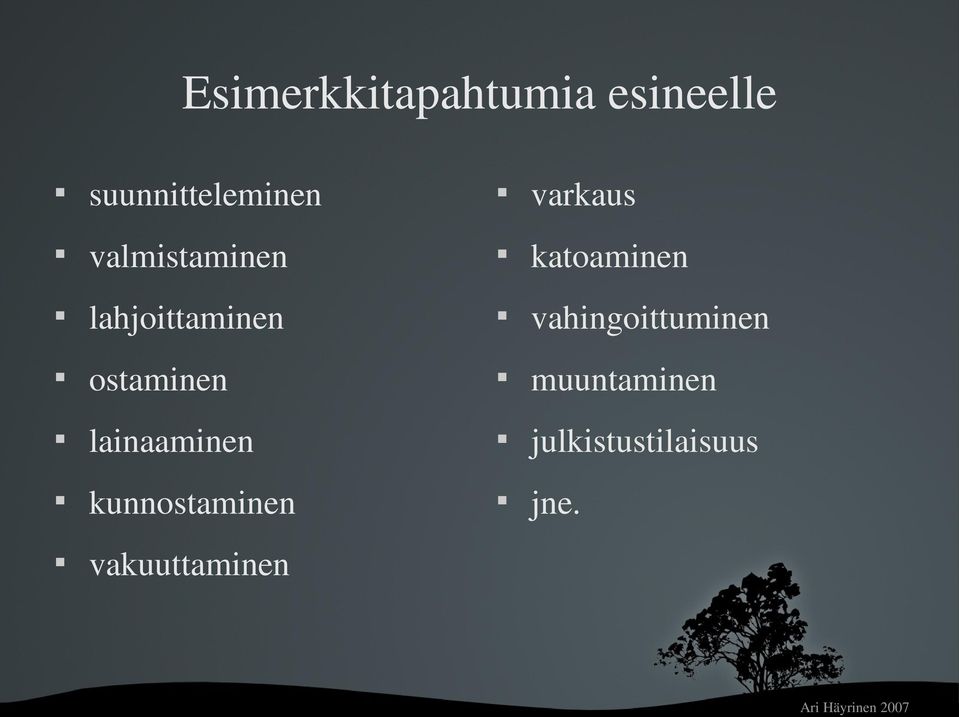 vahingoittuminen ostaminen muuntaminen lainaaminen