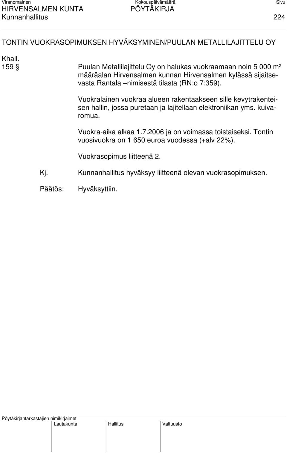 nimisestä tilasta (RN:o 7:359).