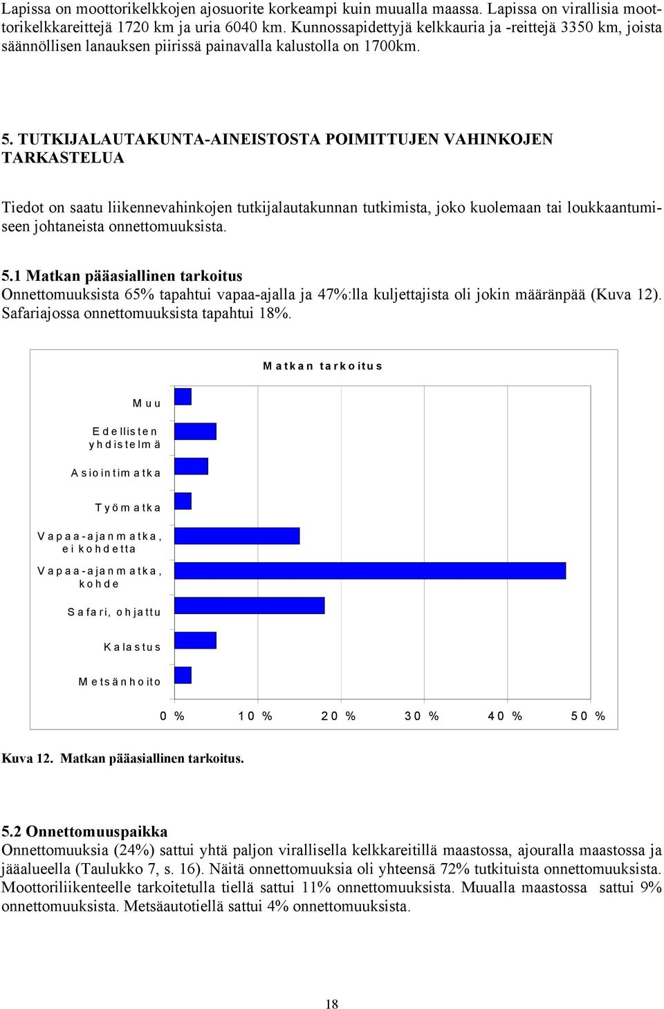 TUTKIJALAUTAKUNTA-AINEISTOSTA POIMITTUJEN VAHINKOJEN TARKASTELUA Tiedot on saatu liikennevahinkojen tutkijalautakunnan tutkimista, joko kuolemaan tai loukkaantumiseen johtaneista onnettomuuksista. 5.